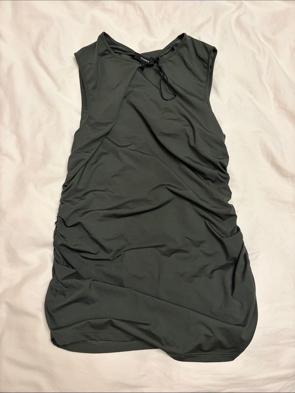 Theory Ruched Olive Green Tannk
